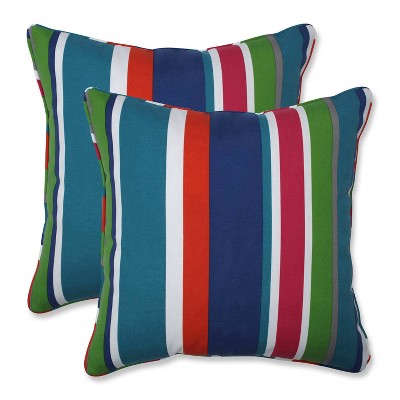 18.5" 2pk St. Lucia Stripe Throw Pillows Blue - Pillow Perfect