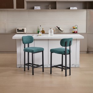 Fabric Upholstered Modern Counter Height Bar Stools Set of 2 with Metal Legs for Kitchen Island, Dining Room, or Bar - 1 of 4