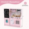 Costway Kid's Pretend Play Kitchen Toddler Kitchen Playset with Blackboard Pink/White/Light Pink/Beige - 3 of 4