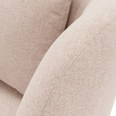 Wheat Linen Upholstered Accent Chair with Pine Wood Frame