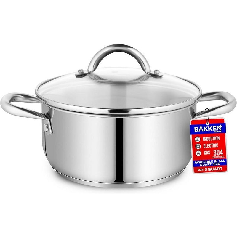 Bakken-Swiss Deluxe Stainless Steel Stockpot with Tempered Glass See-Through Lid, 1 of 2