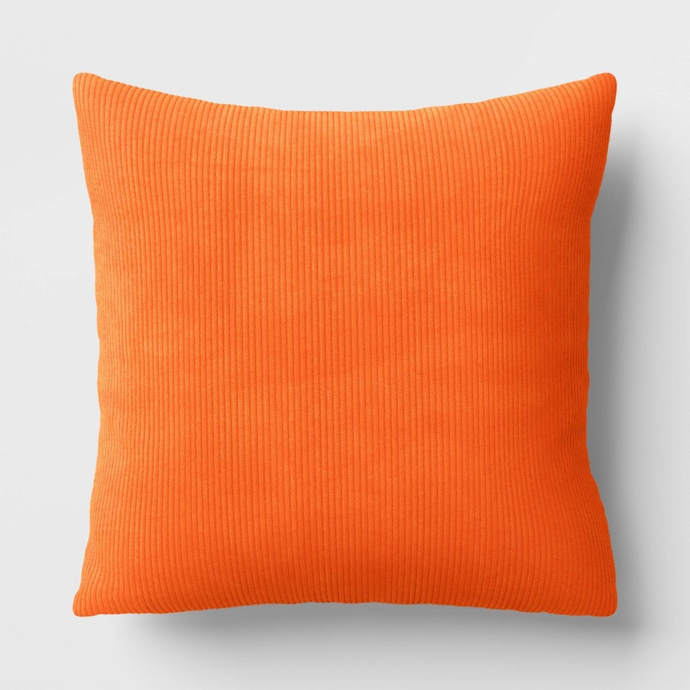 16" x 16" The Corduroy Collection Square Throw Pillow Orange - Room Essentials™
