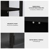 Modern Black Double Glass Door Wall Cabinet with Detachable Shelves-3 Tier Floating Storage for Bathroom,Kitchen,and Office - 3 of 4
