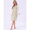 INSPIRE CHIC Womens Nightgown Floral Long Sleeve Pleated Raglan Sleeve Elastic Cuff Midi with Pocket Sleepwear Nightdress - 3 of 4