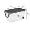 Sterilite 160 Quart Latching Stackable Bedroom Closet Playroom Wheeled Storage Box Container Bin with Gray Lid and Clear Sides - image 3 of 4