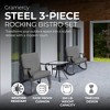 Four Seasons Courtyard Gramercy 3 Piece Cushioned Rocking Chairs Outdoor Backyard Patio Furniture Bistro Set with Square Side Table, Charcoal Gray - 3 of 4