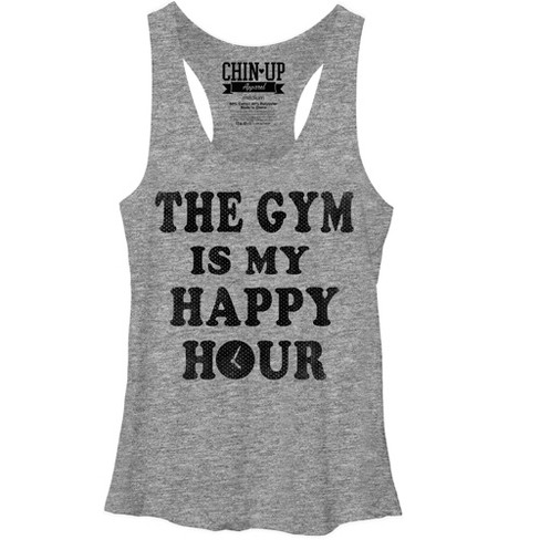 Women's Chin Up The Gym Is My Happy Hour Racerback Tank Top - Gray ...