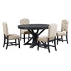 NicBex Round Dining Table Set for 4 Retro Wood Round Extendable Dining Table and 4 Upholstered Chairs for Dining Room - 3 of 4