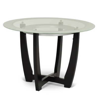 48" Round Glass and Espresso Wood Dining Table