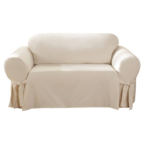 Duck Loveseat Slipcover Natural - Sure Fit: Cotton Stretch Fit, Machine Washable, Indoor Use - image 1 of 4