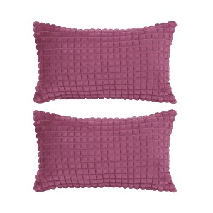 PiccoCasa Faux Fur Micro Plush Solid Plaid Sofa Throw Pillow Cover 2 Pcs 12" x 20" - 1 of 4