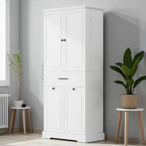 Mshliw Freestanding Bathroom Storage Cabinet with Doors,Drawer & Tilt-Out Laundry Hamper,Adjustable Shelf,MDF Organizer for Bathroom - 1 of 4