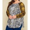 Women's Animal Print Casual Top with Plaid - Emerald Collection - 3 of 4
