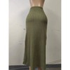 Women's Casual Solid High Waisted Skirt Ribbed Knit Stretchy Side Split Slim Fit Skirt Thigh Bodycon Maxi Skirt - 3 of 4