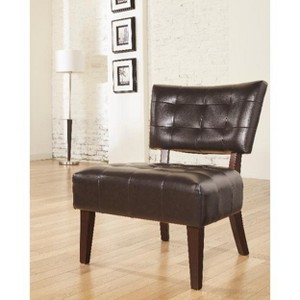 Lyngins Blended Leather Tufted Accent Chair with Oversized Seating, Kiln-Dried Hardwood Frame & Wood Legs, Comfy Sofa Chair for Living Room, Bedroom - 1 of 4