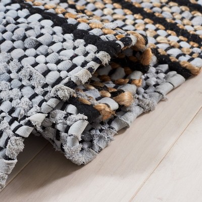 Mod-Chic Gray and Natural Handwoven Cotton-Cowhide Area Rug - 2' x 3'