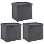 Suncast 22-Gallon Indoor or Outdoor Backyard Patio Small Storage Deck Box with Attractive Bench Seat and Reinforced Lid, Cyberspace (3 Pack)