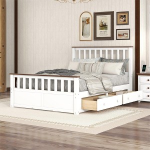 Full/Queen Size Wooden Platform Bed with Two Drawers 4B - ModernLuxe - 1 of 4