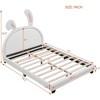CAVINAS Full Size Platform Bed Modern Wooden Bed Frame with Rabbit Shape Headboard and Upholstered Leather for Bedroom - 3 of 4
