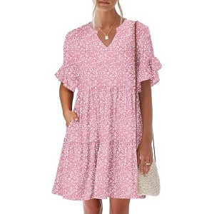 LEVEN SIXTEEN Trendy Ruffle Short Sleeve Summer Dress - 1 of 3
