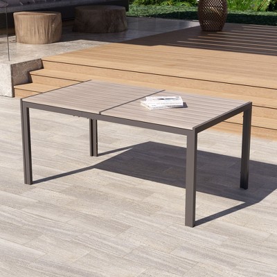 Sonkuki Outdoor 6-Seater Dining Table with Metal Frame and HIPS Material, Weather-Resistant
