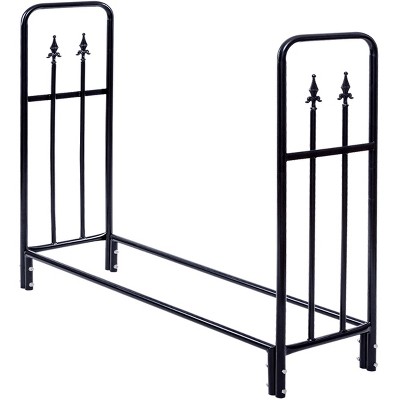 Tangkula 4 Feet Outdoor Firewood Storage Holder Heavy Duty Steel