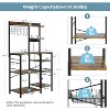 CIPACHO Vintage Brown Industrial Bakers Rack 6 Tier Microwave Stand with Power Outlet Coffee Bar 8 S Hooks Wire Basket - 2 of 4
