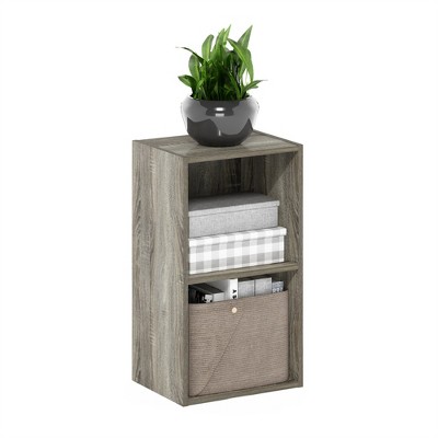 Minimalist White Wood Cube Display Shelf, 12x26 in