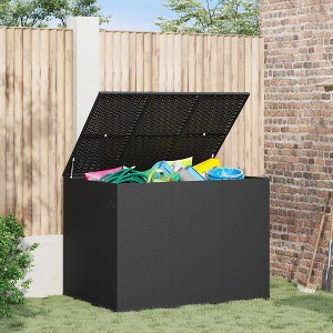 Cushion Box Black PE rattan, powder-coated steel - 1 of 4