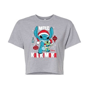 Women's - Lilo and Stitch - Mele Kalikimaka Cropped Graphic T-Shirt - 1 of 4