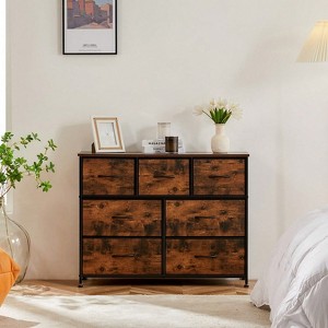 SKRAN Dresser For Bedroom With 7 Fabric Drawers, Chest Organizer Units For Clothing, Closet, Bedroom With Cabinet, Metal Frame, Wooden Top - 1 of 4