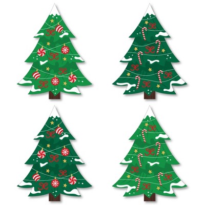 Big Dot of Happiness Snowy Christmas Trees - DIY Shaped Classic Holiday Party Cut-Outs - 24 Count