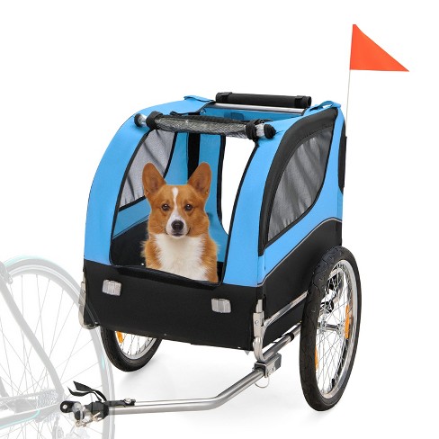 Costway Dog Bike Trailer Foldable Pet Cart with 3 Entrances for Travel