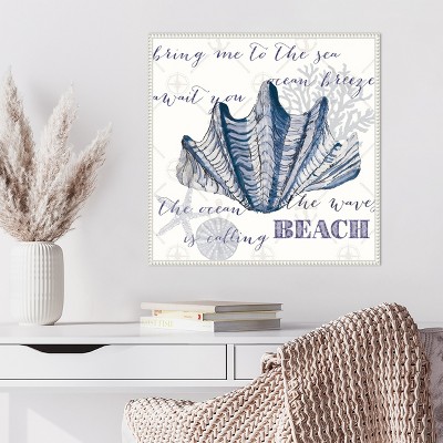Indigo Nautical Quote Canvas Art with Beaded Frame