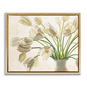 Stupell Industries Tranquil White Tulip Bouquet Floating Frame Canvas Art - 1 of 4