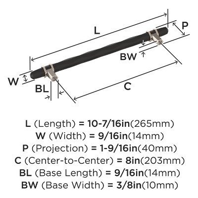 8" Black Bronze and Polished Nickel Modern Bar Pull