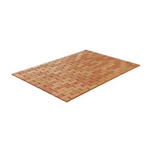 Eco Friendly Natural Wooden Non-Slip Roll Up Lattice Design Bath Mat Brown - Hastings Home - image 1 of 4