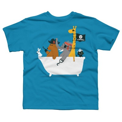 Boy's Design By Humans The pirate ship By radiomode T-Shirt