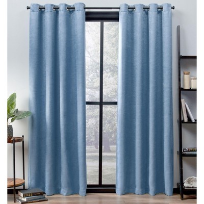 Exclusive Home Oxford Textured Sateen Room Darkening Blackout Grommet Top Curtain Panel Pair