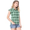 INSPIRE CHIC Women's Summer Plaid Short Sleeves Button Down Shirt - 2 of 4