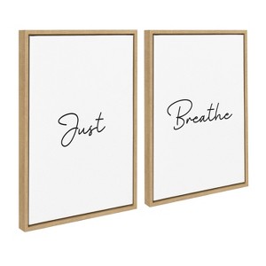Kate and Laurel Sylvie Just Breath Black and White Framed Canvas by The Creative Bunch Studio, 2 Piece 18x24, Natural - 1 of 4