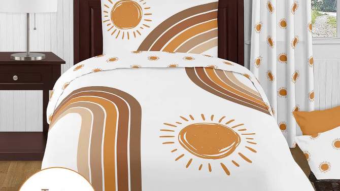 Sweet Jojo Designs Baby Crib Bedding Set - White and Pumpkin Boho Sun Collection 4pc, 2 of 8, play video