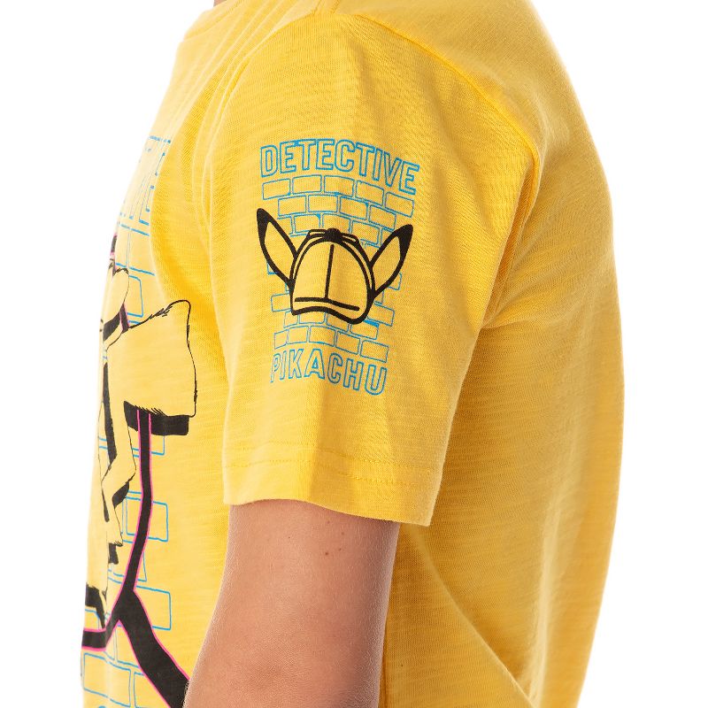 Pokemon Detective Pikachu Big Boys Short Sleeve T-Shirt Yellow Kids, 3 of 4