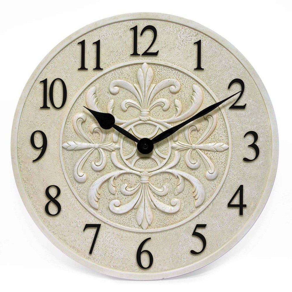 Photos - Wall Clock 15" Blanc Fleur  White - Infinity Instruments