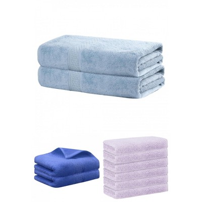 REGALWOVEN Absorbent Solid Bath Hand Face Cloths Cotton Towels 3 Piece Sets