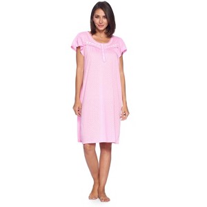 Casual Nights Women's Short Sleeve Floral And Lace Nightgown - 1 of 4