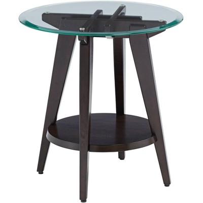 55 Downing Street Milton 24" Wide Dark Brown Round Accent Table