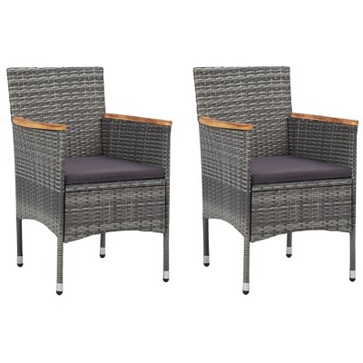 VidaXL Patio Dining Chairs 2 pcs Poly Rattan Gray