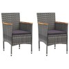 vidaXL 3 Piece Bistro Set Poly Rattan and Tempered Glass Gray - 3 of 4
