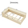 Floor Bed with High Fence and Door For Kids, Safe Montessori Design Bed with Guardrails,, Bed with Pine Wood Construction-Baofuwish - 4 of 4